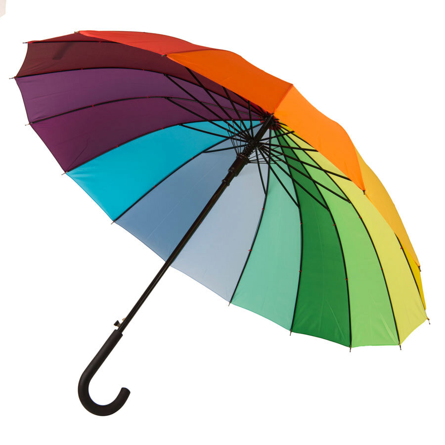 Зонт-трость &quot;Радуга&quot; (полуавтомат), D=110см, нейлон, пластик, шелкография