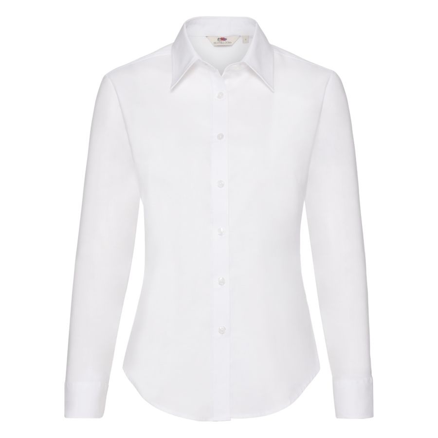 Рубашка &quot;Lady-Fit Long Sleeve Oxford Shirt&quot;, белый_L, 70% х/б, 30% п/э, 130 г/м2