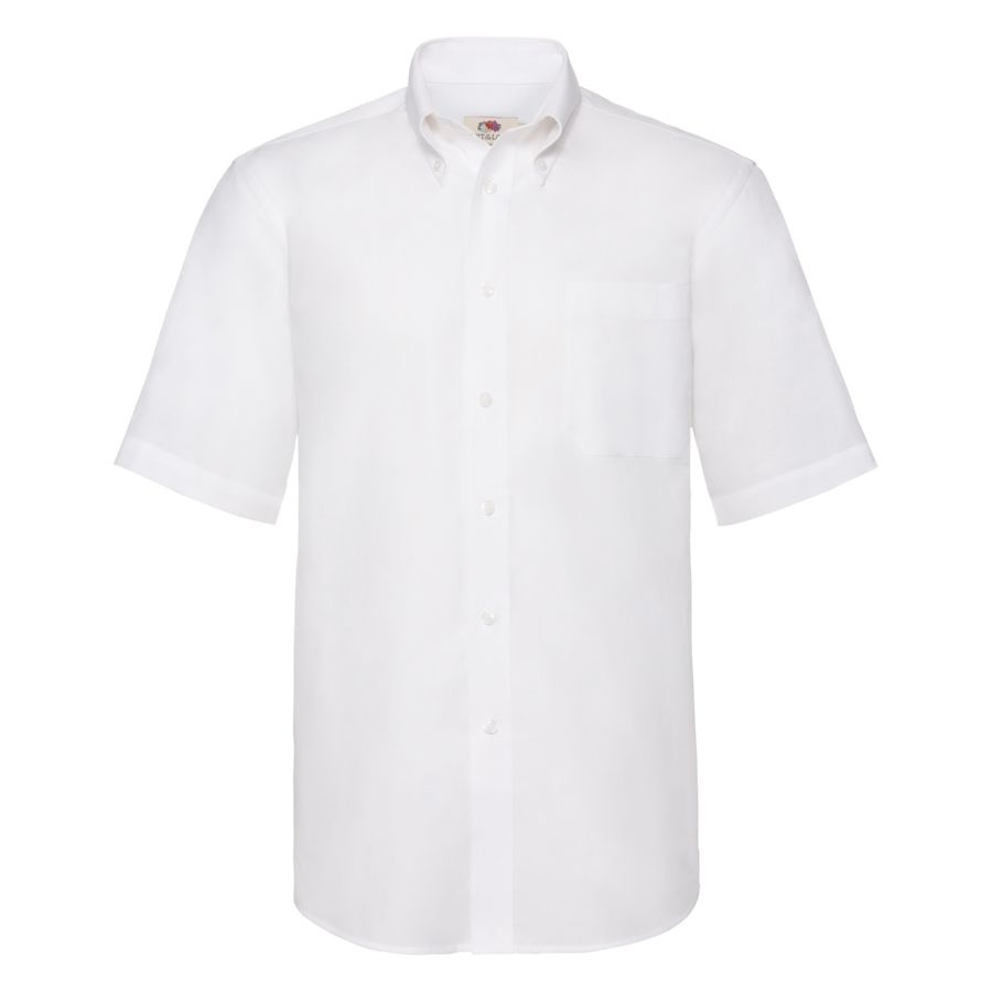 Рубашка &quot;Short Sleeve Oxford Shirt&quot;, белый_S, 70% х/б, 30% п/э, 130 г/м2