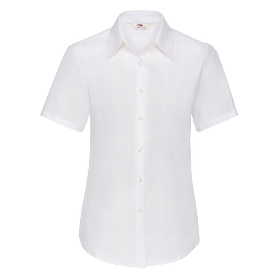 Рубашка &quot;Lady-Fit Short Sleeve Oxford Shirt&quot;, белый_S, 70% х/б, 30% п/э, 130 г/м2