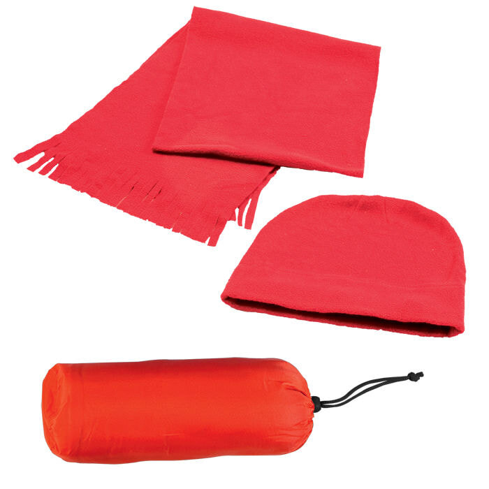 Флисовый набор &quot;Winter&quot; шапка и шарф в чехле, красный, флис, 180 гр/м2