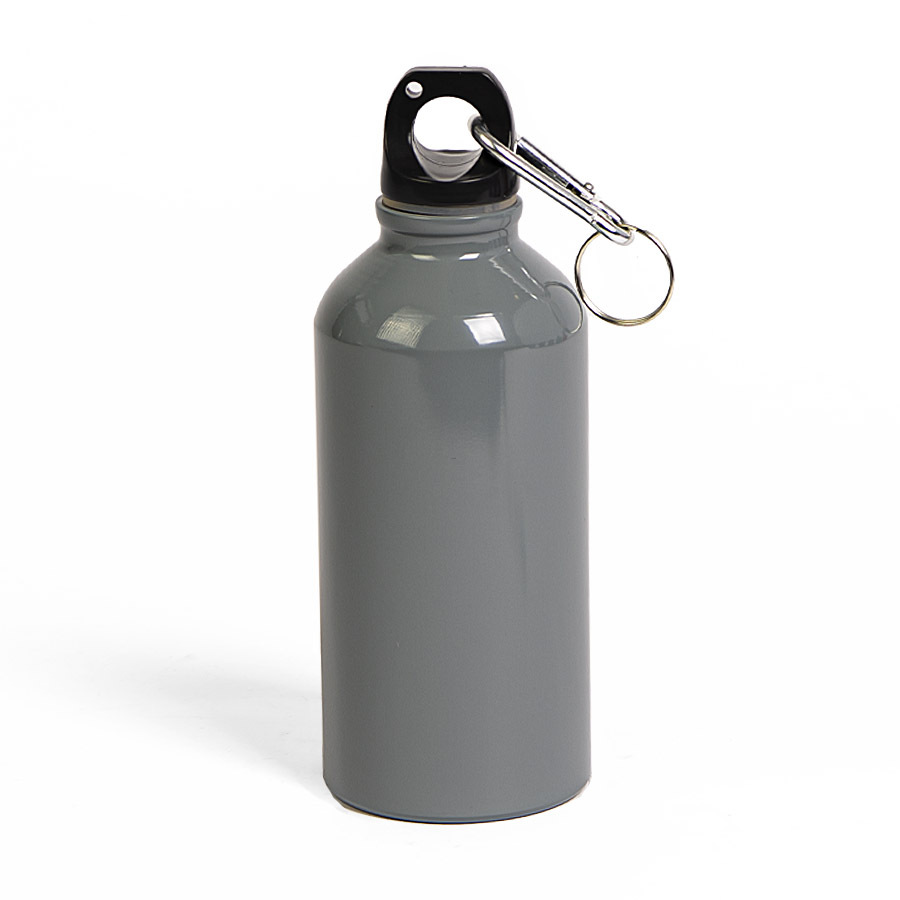 Бутылка для воды &quot;Mento-1&quot;, алюминиевая, с карабином, 400 мл., серый