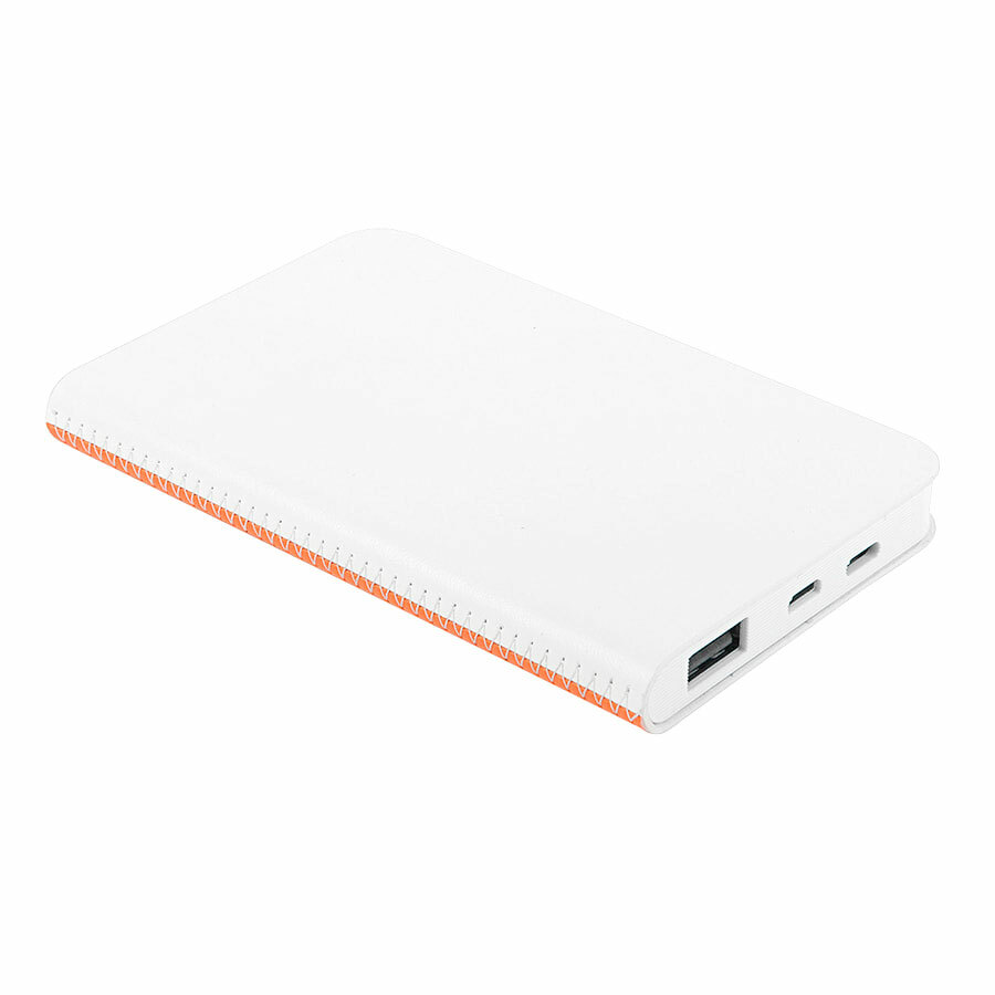 Универсальное зарядное устройство &amp;quot;Franki&amp;quot; (4000mAh),белый с оранжевым, 7,5х12,1х1,1см