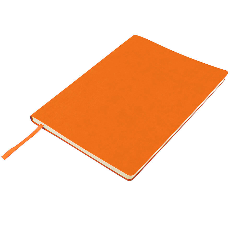 Бизнес-блокнот &quot;Biggy&quot;, B5 формат, оранжевый, серый форзац, мягкая обложка, в клетку
