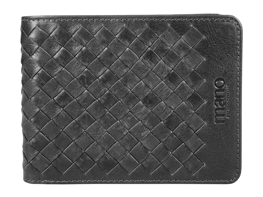 Бумажник Mano &quot;Don Luca&quot;, натуральная кожа в черном цвете, 12,5 х 9,7 см