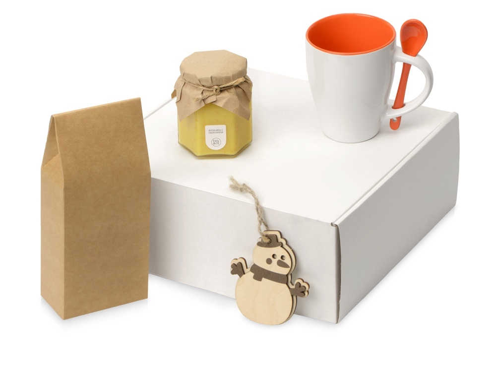 Подарочный набор с чаем, кружкой, медом и новогодней подвеской &quot;Чайная церемония&quot;, оранжевый