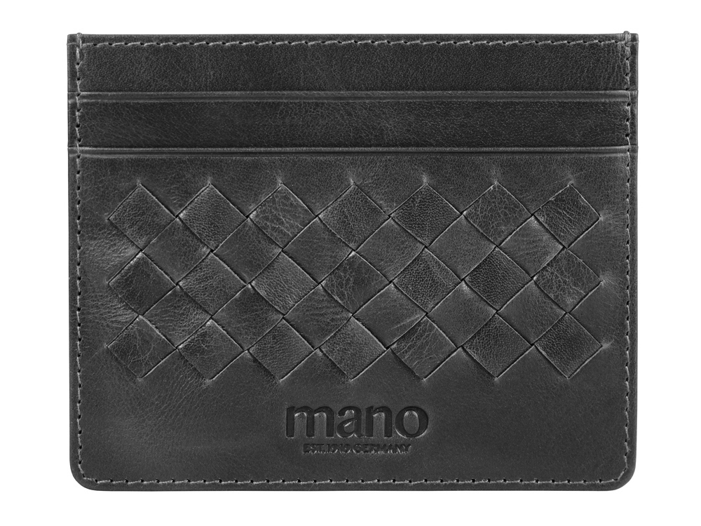 Портмоне для кредитных карт Mano &quot;Don Luca&quot;, натуральная кожа в черном цвете, 10,3 х 8,3 см