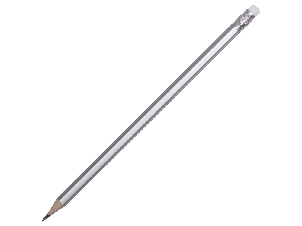 Шестигранный карандаш с ластиком &quot;Presto&quot;, серебряный