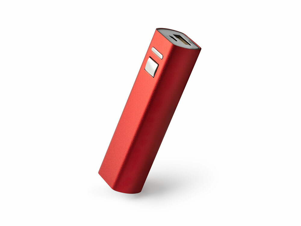 Внешний аккумулятор BENDER из алюминия емкостью 2600 мАч, красный