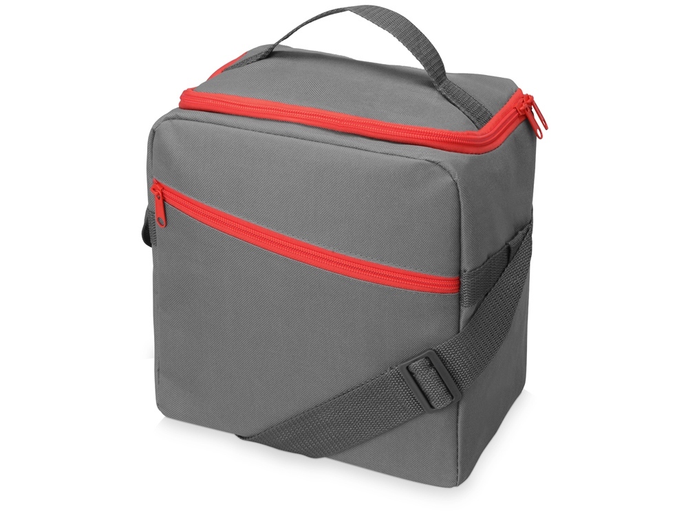 Изотермическая сумка-холодильник &quot;Classic&quot; c контрастной молнией, серый/красный