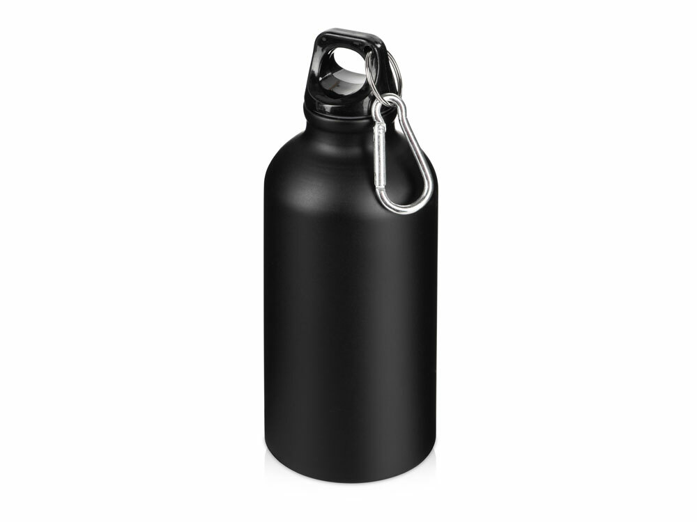 Матовая спортивная бутылка &quot;Hip S&quot; с карабином и объемом 400 мл, черный