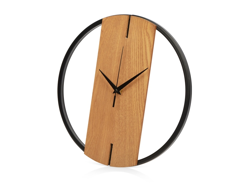 Деревянные часы с металлическим ободом, диаметр 30 см, &quot;Time Wheel&quot;, натуральный/черный