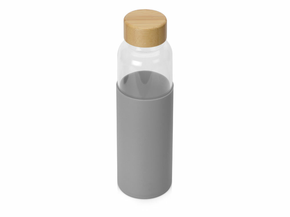 Бутылка для воды стеклянная &quot;Refine&quot;, в чехле, 550 мл, серый (P)