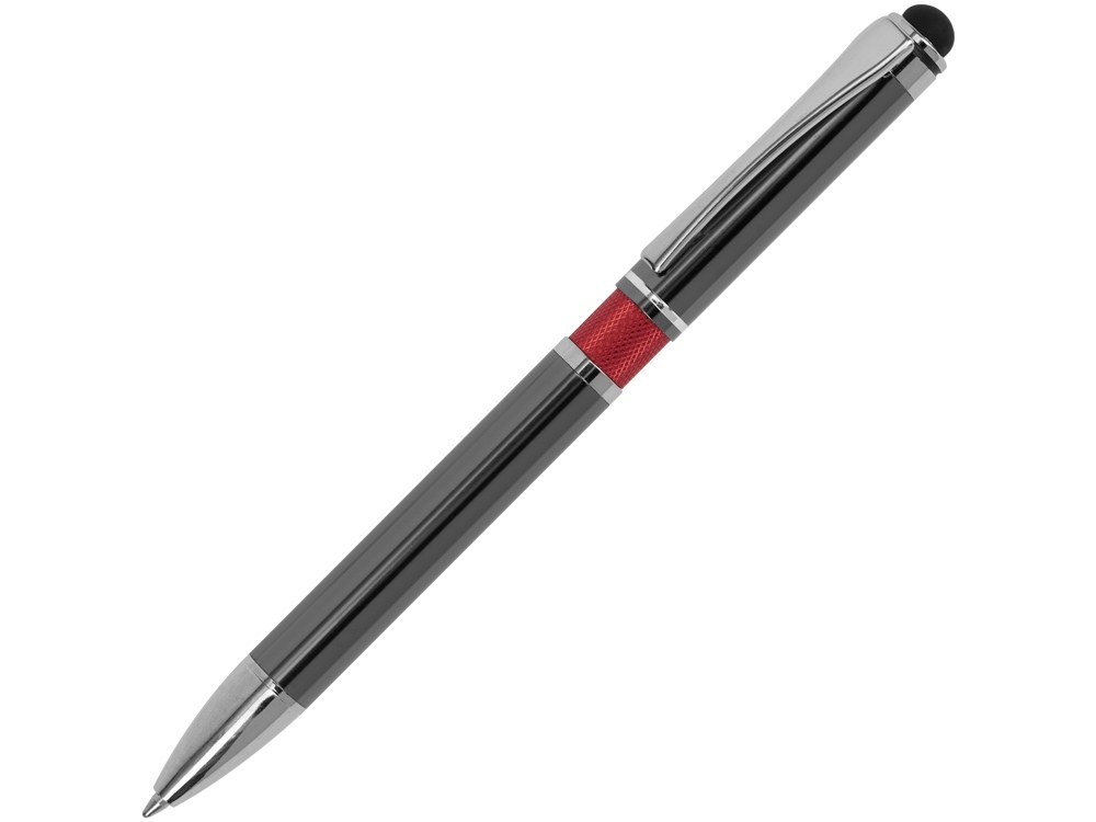 Ручка металлическая шариковая &quot;Isabella&quot; с анодированным покрытием и цветной вставкой, оружейная сталь и красн