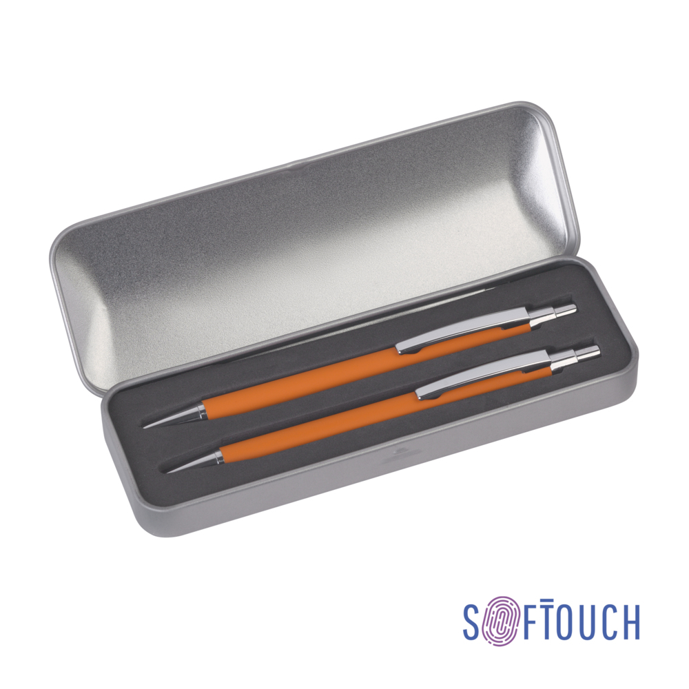 Набор &quot;Ray&quot; (ручка+карандаш), покрытие soft touch оранжевый