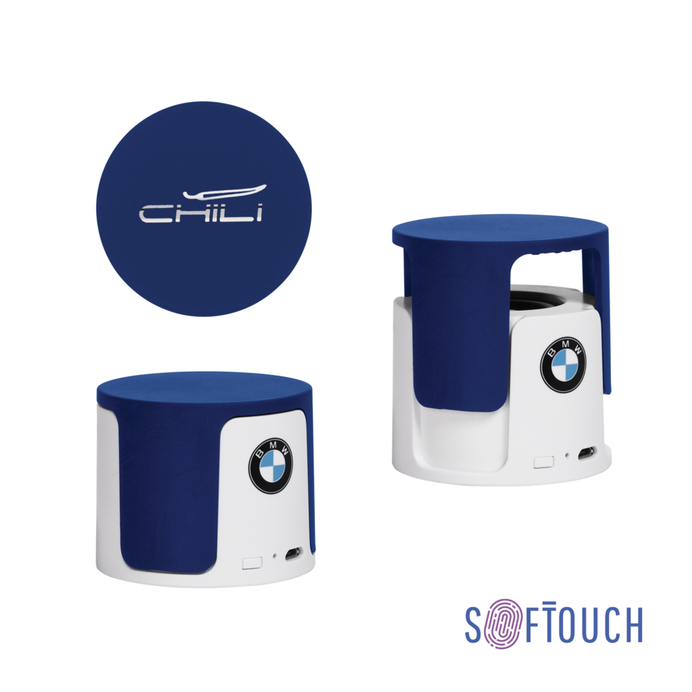 Беспроводная Bluetooth колонка &quot;Echo&quot;, покрытие soft touch белый с синим