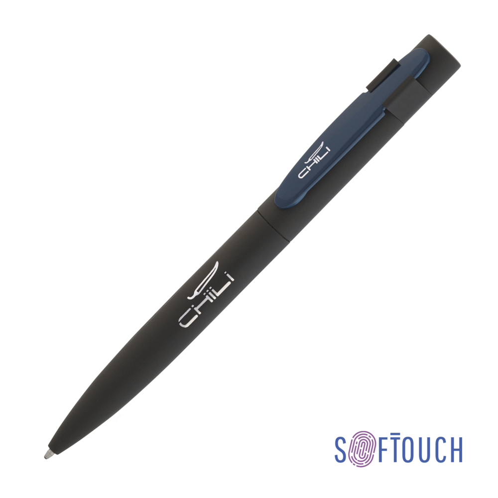 Ручка шариковая &quot;Lip&quot;, покрытие soft touch черный с синим